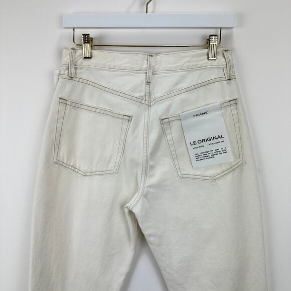 Frame Le Original Straight Leg Jeans High Waist Off White Rips Womens US 26 NWT - Picture 8 of 12